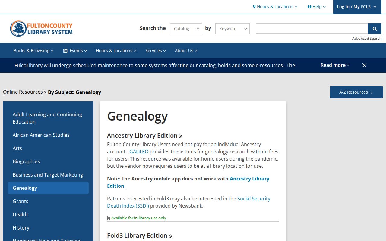 Fulton library genealogy databases used with Sandy Springs city directories