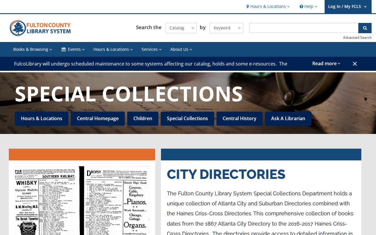 Fulton Central Library city and criss-cross directory collection for Sandy Springs research