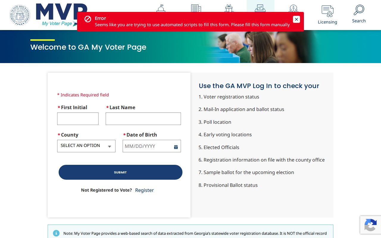Georgia My Voter Page lookup used by Sandy Springs voters