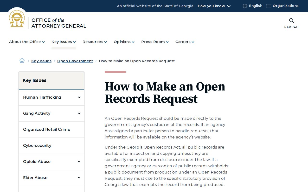 Georgia open records request guidance for Sandy Springs block records
