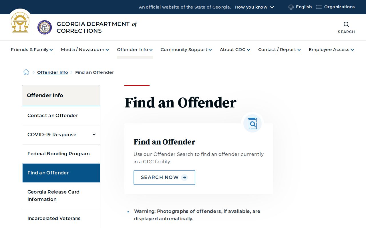 Georgia Department of Corrections official offender lookup for Sandy Springs searches
