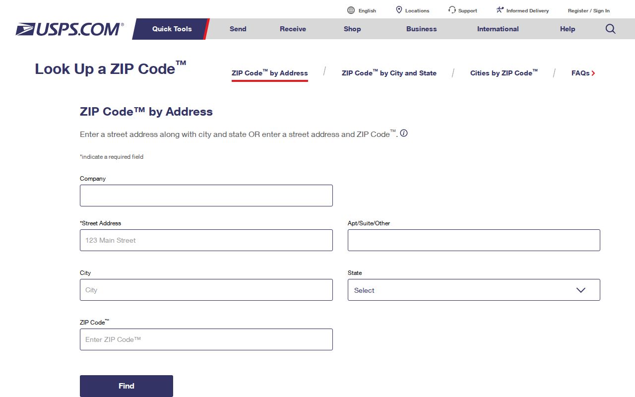 USPS address lookup used to verify a Sandy Springs ZIP code